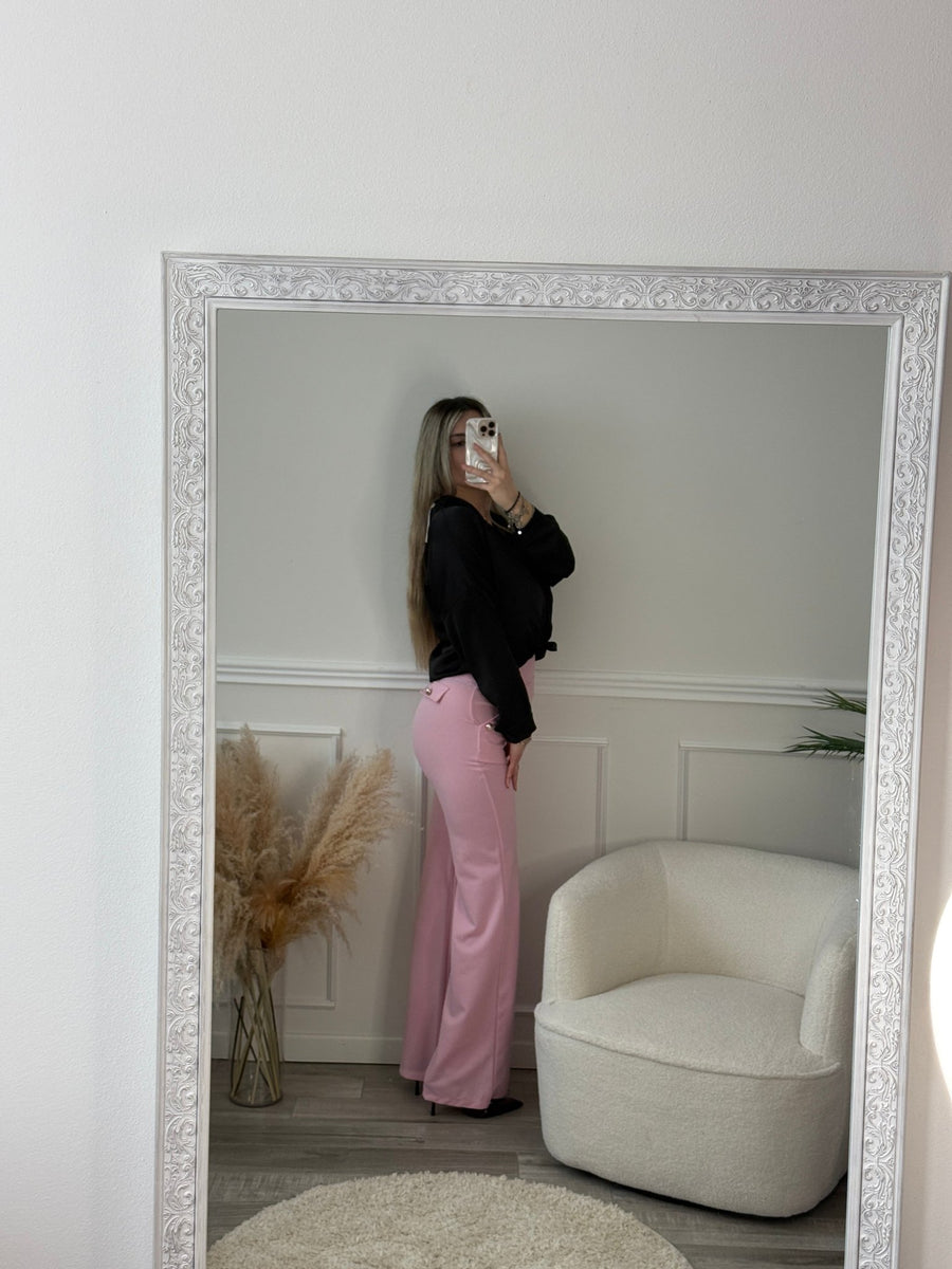 Pantaloni a palazzo con bottoni gioiello – alternate