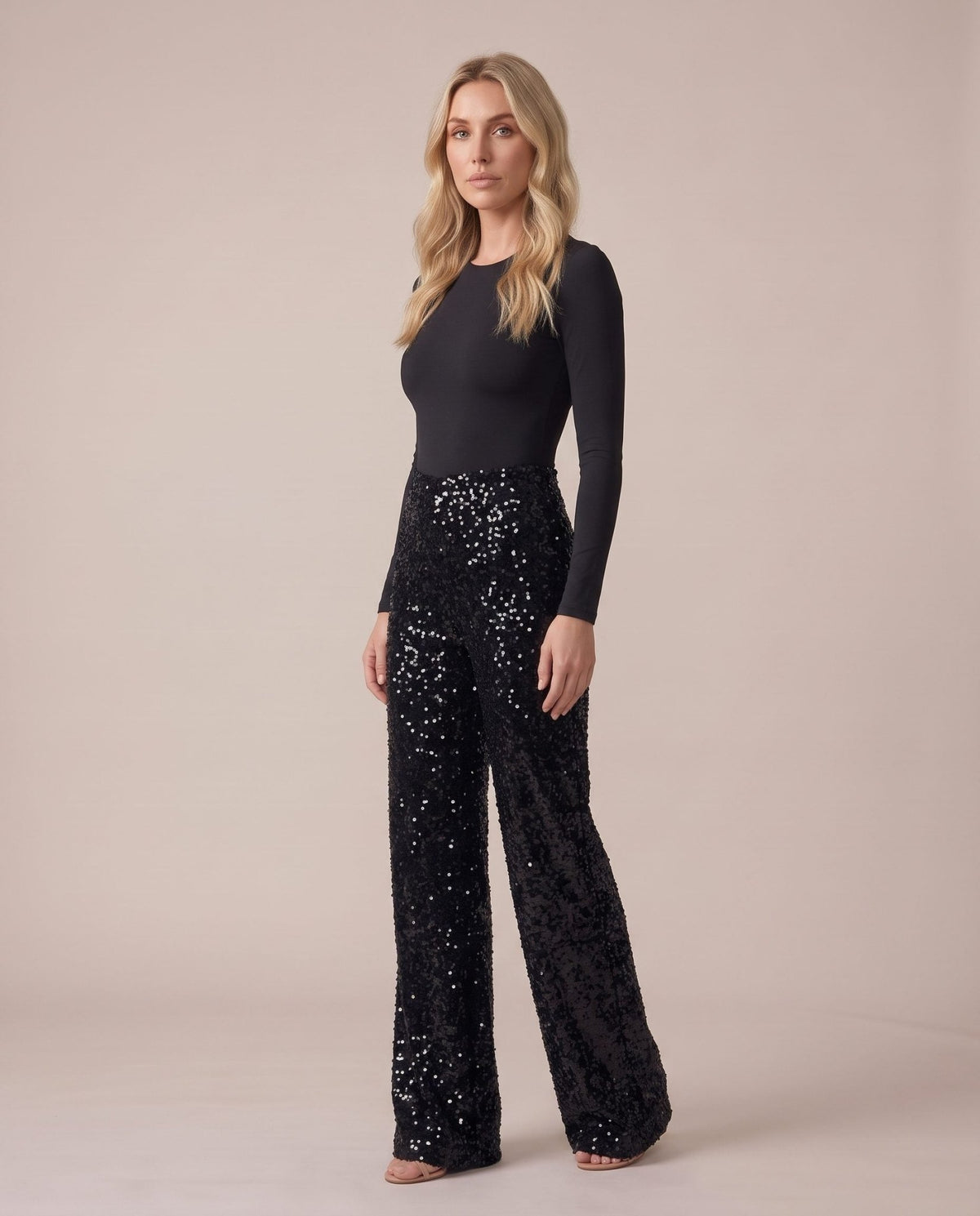 Pantaloni a palazzo con paillettes all-over LUMIÈRE - Follie by Alice