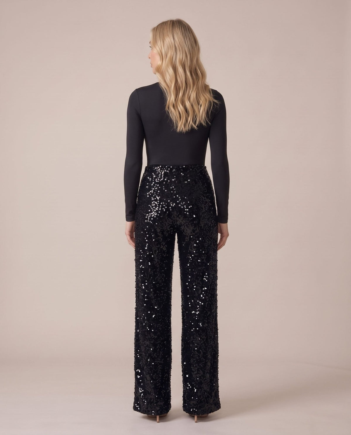 Pantaloni a palazzo con paillettes all-over LUMIÈRE - Follie by Alice