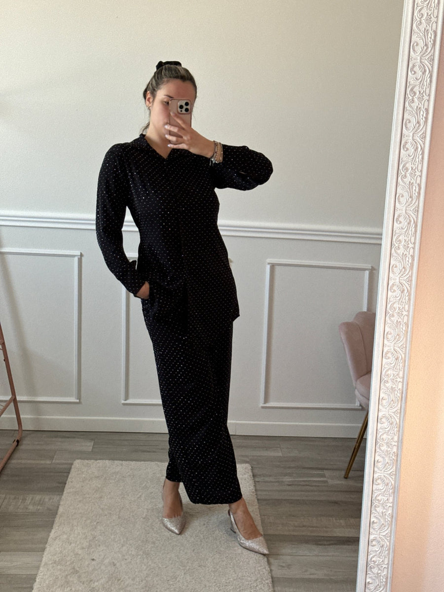 Pantaloni con strass gioiello GLAMWIDE – alternate