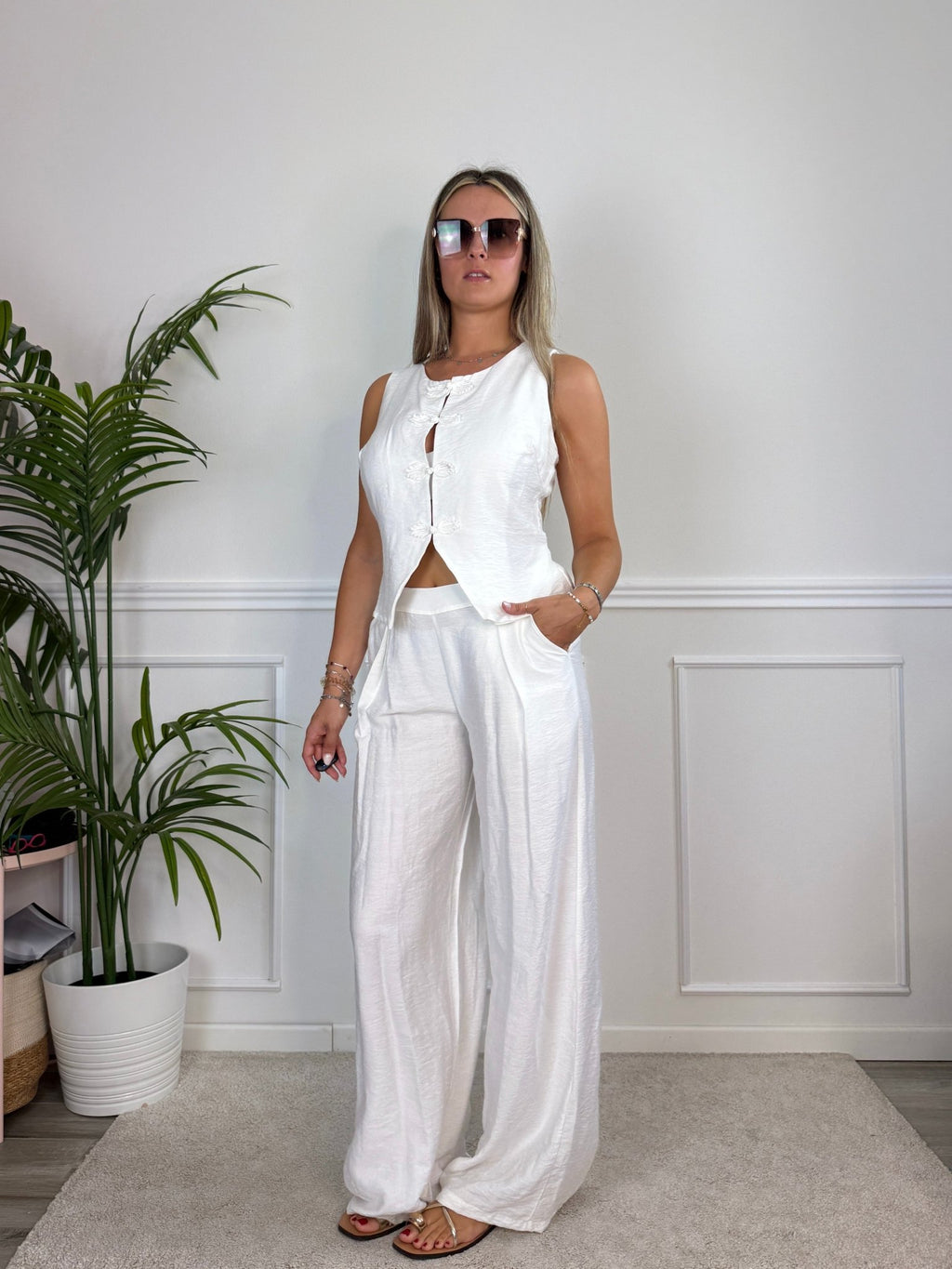 Pantaloni a palazzo effetto lino SAHARA - Follie by Alice