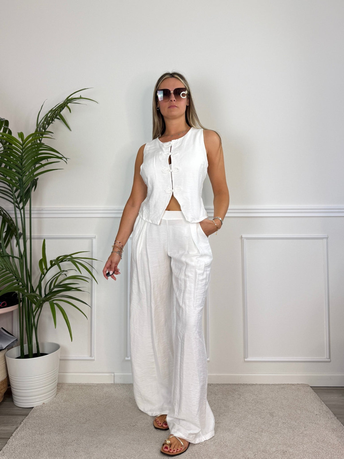 Pantaloni a palazzo effetto lino SAHARA - Follie by Alice