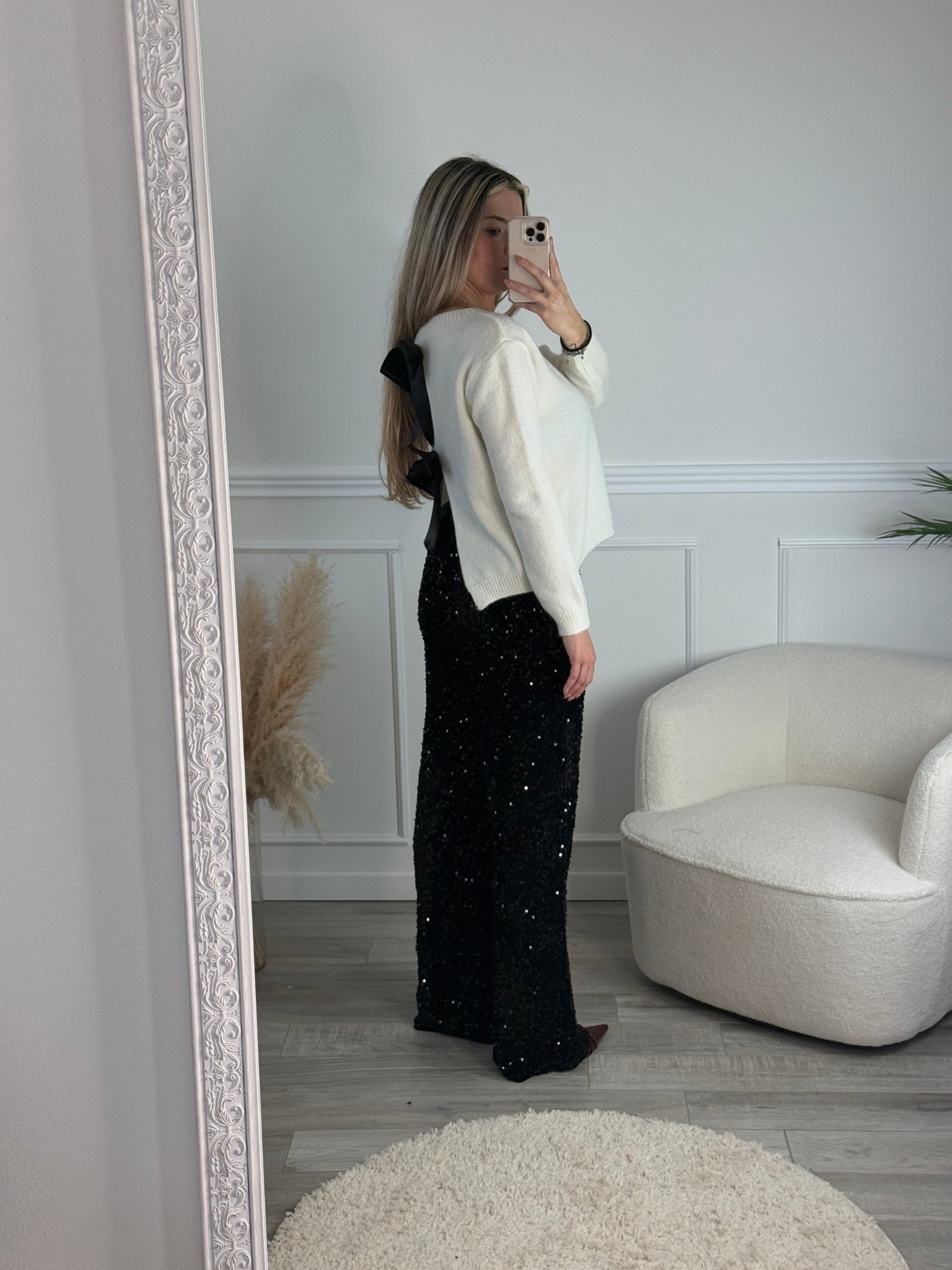 Pantaloni a palazzo in ciniglia con paillettes - Follie by Alice