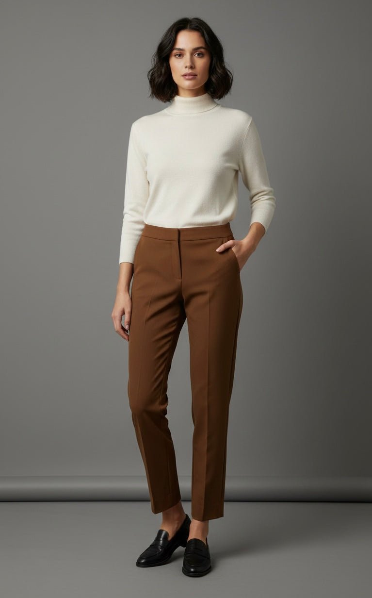 Pantaloni a sigaretta color biscotto