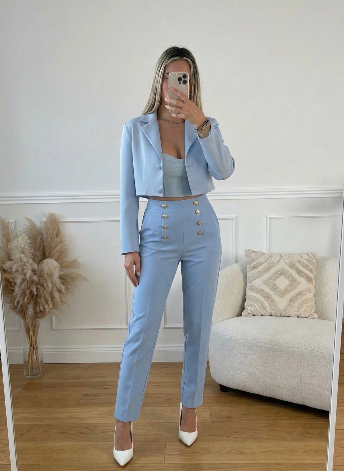 Pantaloni a sigaretta da completo con bottoni gioiello - Follie by Alice