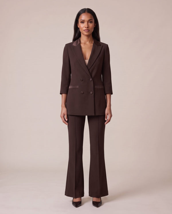 Pantaloni a zampa con fascia in raso PRESTIGE - Follie by Alice
