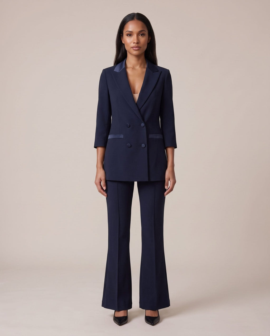 Pantaloni a zampa con fascia in raso PRESTIGE - Follie by Alice