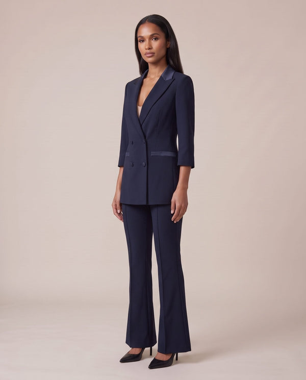 Pantaloni a zampa con fascia in raso PRESTIGE - Follie by Alice