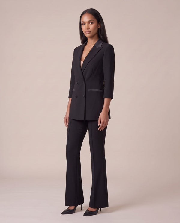 Pantaloni a zampa con fascia in raso PRESTIGE - Follie by Alice