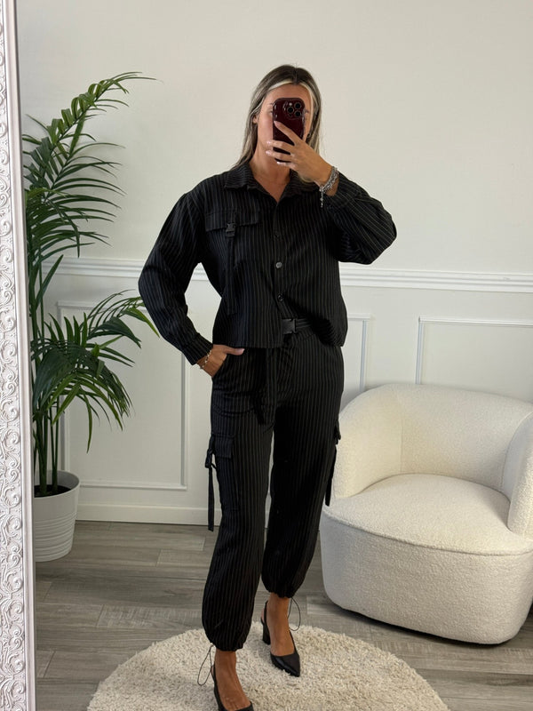 Pantaloni cargo a righe effetto gessato - Follie by Alice