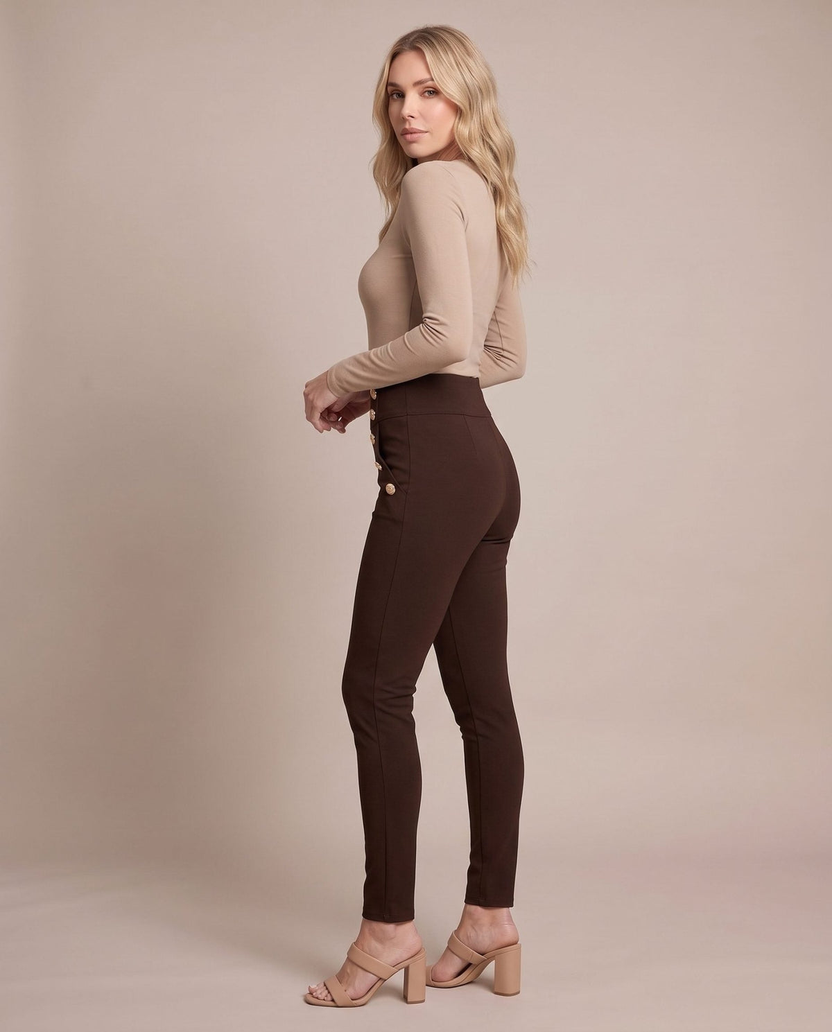 Pantaloni con bottoni gioiello AMBRA - Follie by Alice