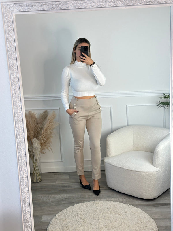 Pantaloni con bottoni gioiello - Follie by Alice