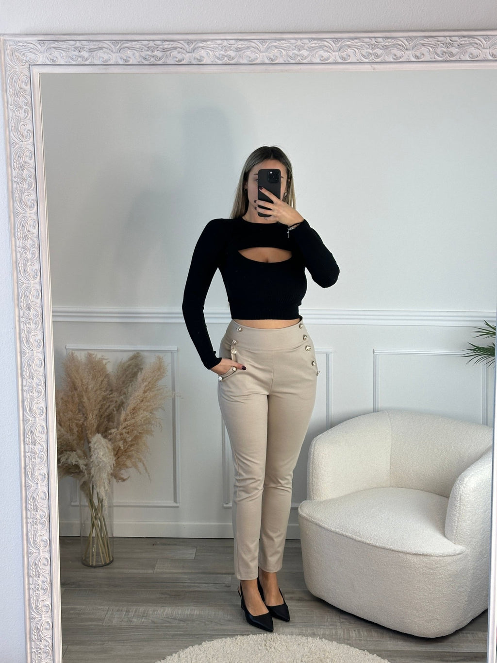 Pantaloni con bottoni gioiello - Follie by Alice