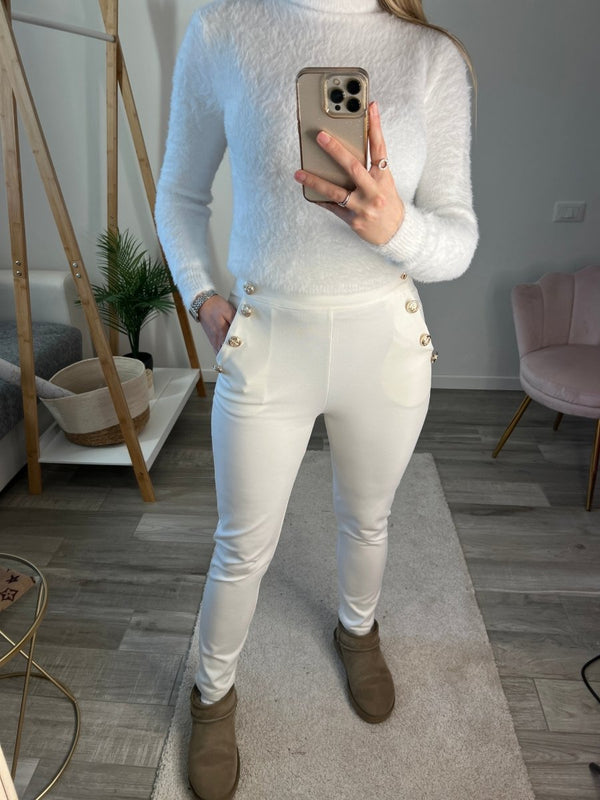 Pantaloni con bottoni gioiello - Follie by Alice