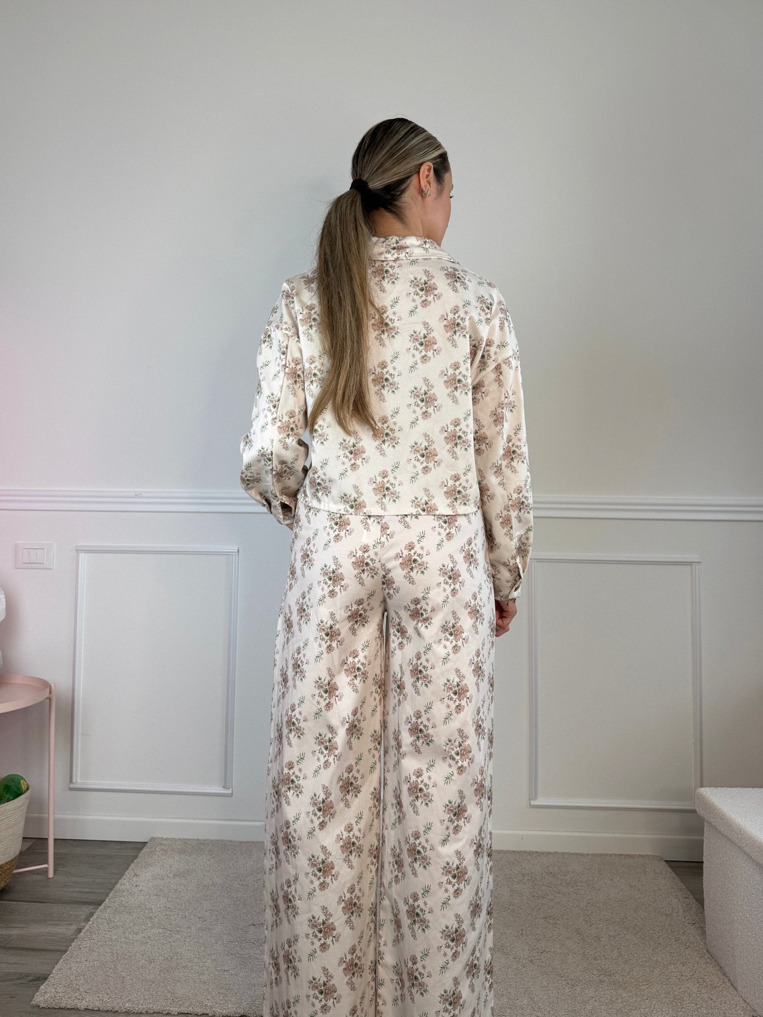 Pantaloni effetto jeans con stampa floreale - Follie by Alice