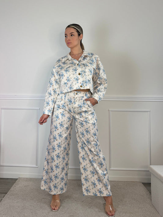 Pantaloni effetto jeans con stampa floreale - Follie by Alice 1536