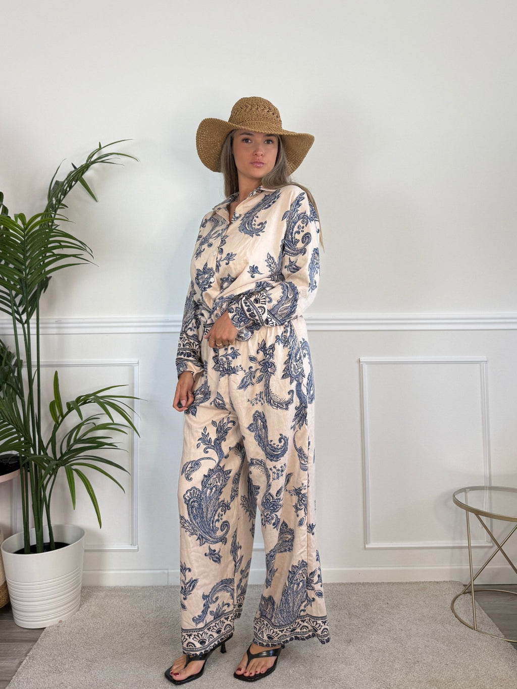 Pantaloni effetto lino con stampa paisley JAIPUR - Follie by Alice
