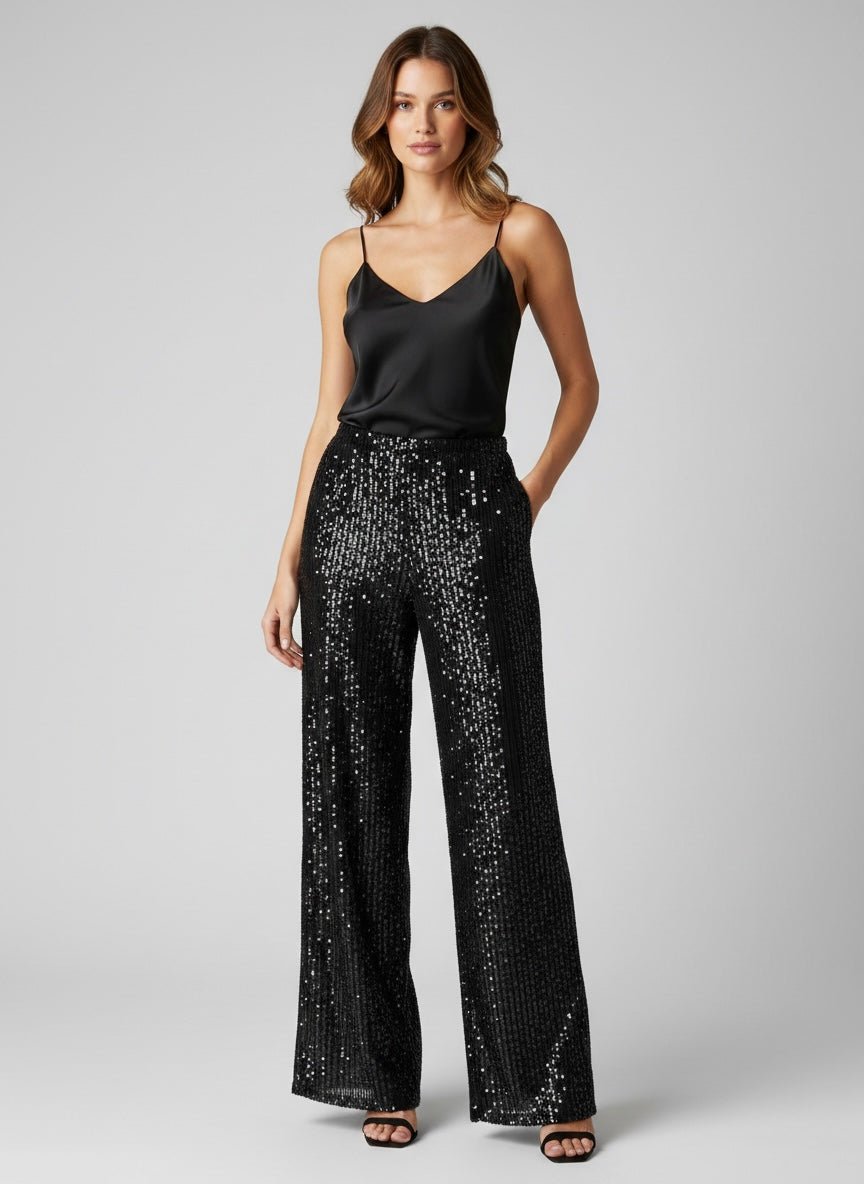 Pantaloni larghi con paillettes - Follie by Alice