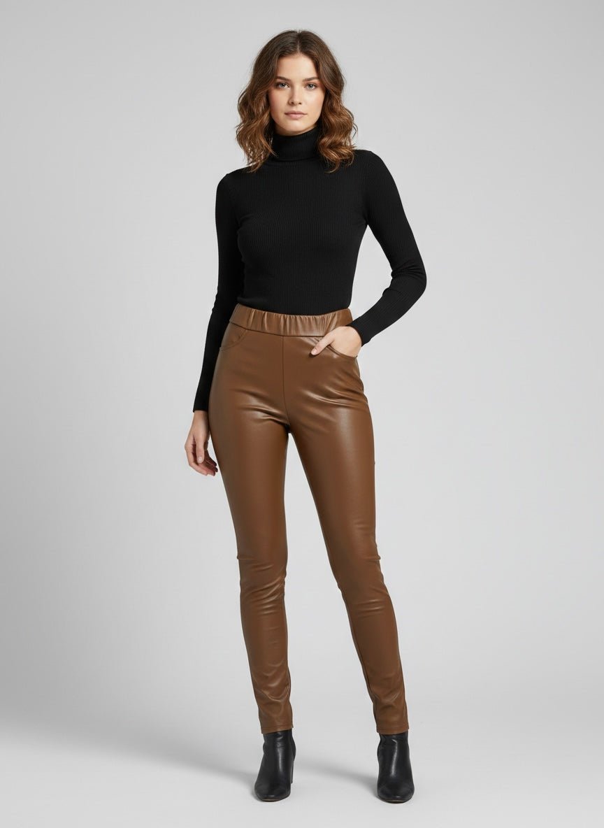 Pantaloni marroni in similpelle - Follie by Alice