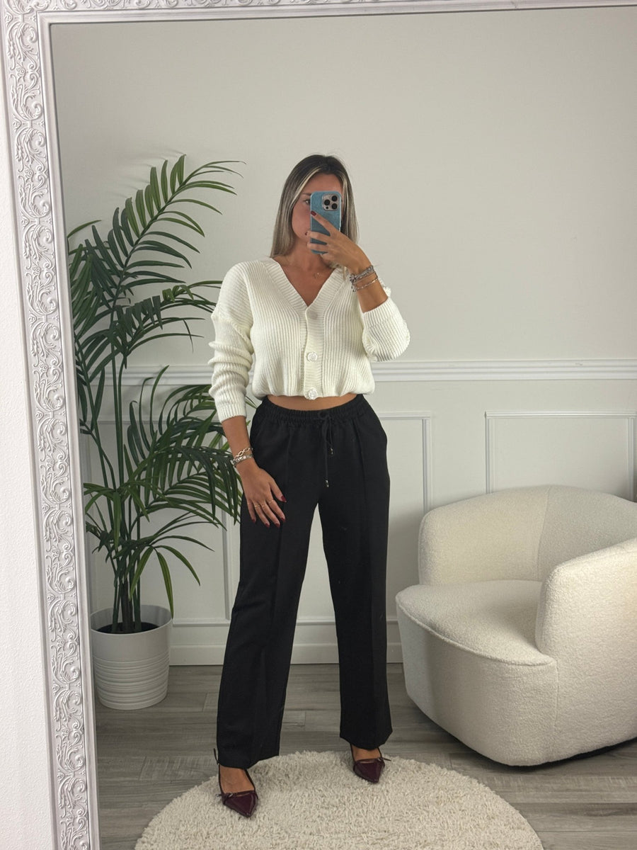 Pantaloni oversize con piega sulla gamba, vita elasticizzata e coulisse a contrasto – alternate