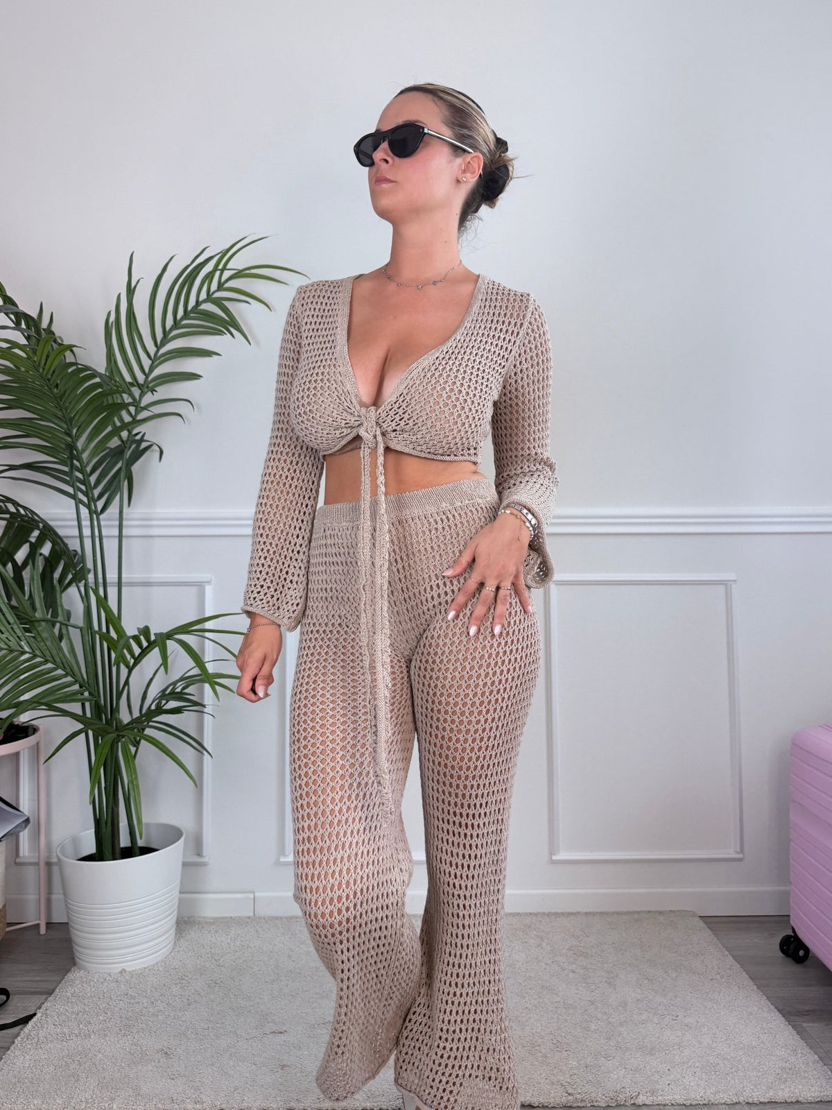 Pantaloni svasati in crochet traforato PANAREA - Follie by Alice