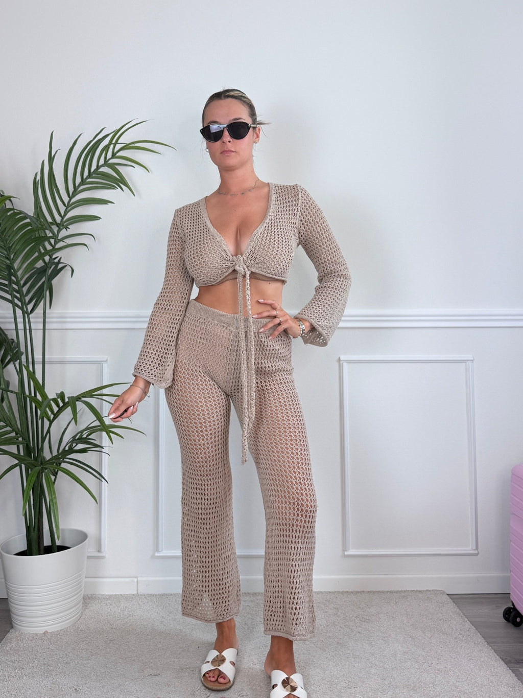 Pantaloni svasati in crochet traforato PANAREA - Follie by Alice