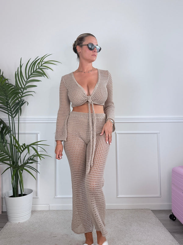 Pantaloni svasati in crochet traforato PANAREA - Follie by Alice