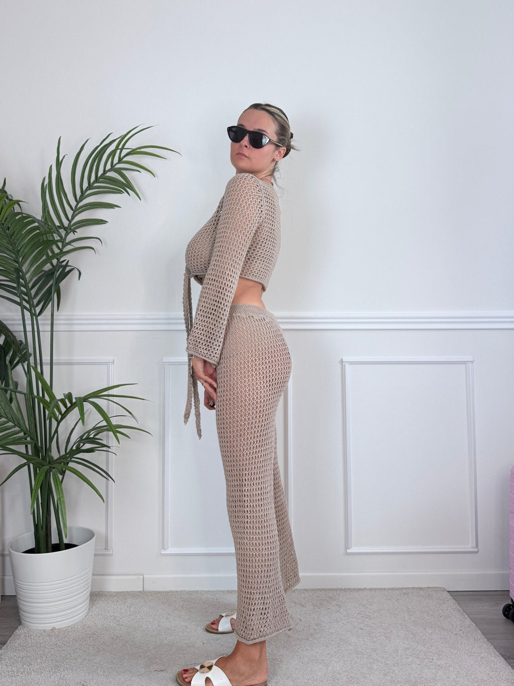 Pantaloni svasati in crochet traforato PANAREA - Follie by Alice