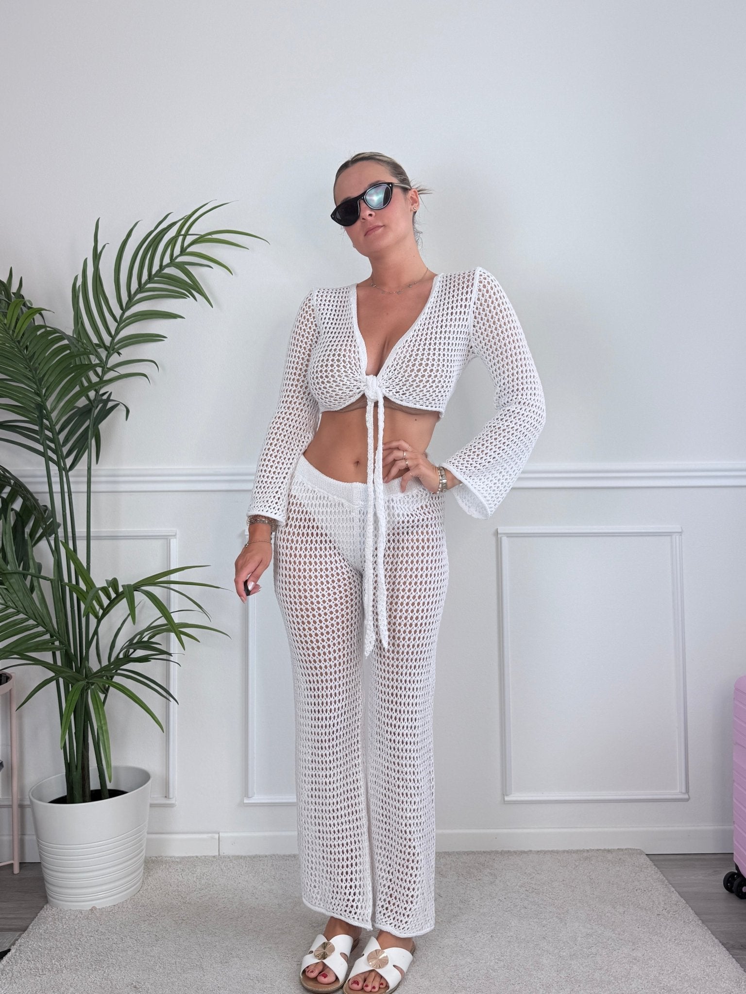Pantaloni svasati in crochet traforato PANAREA Immagine secondaria del prodotto