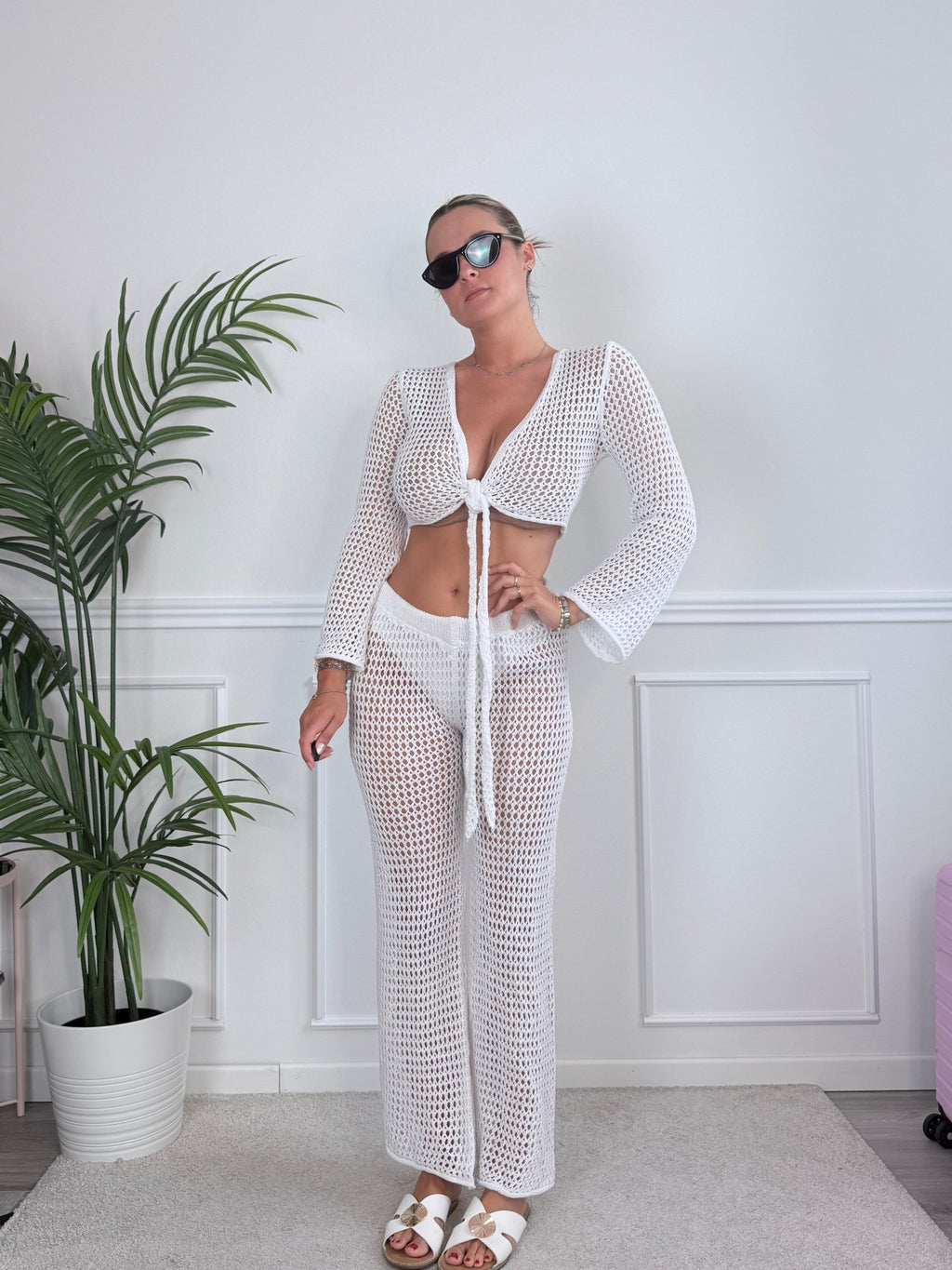 Pantaloni svasati in crochet traforato PANAREA - Follie by Alice