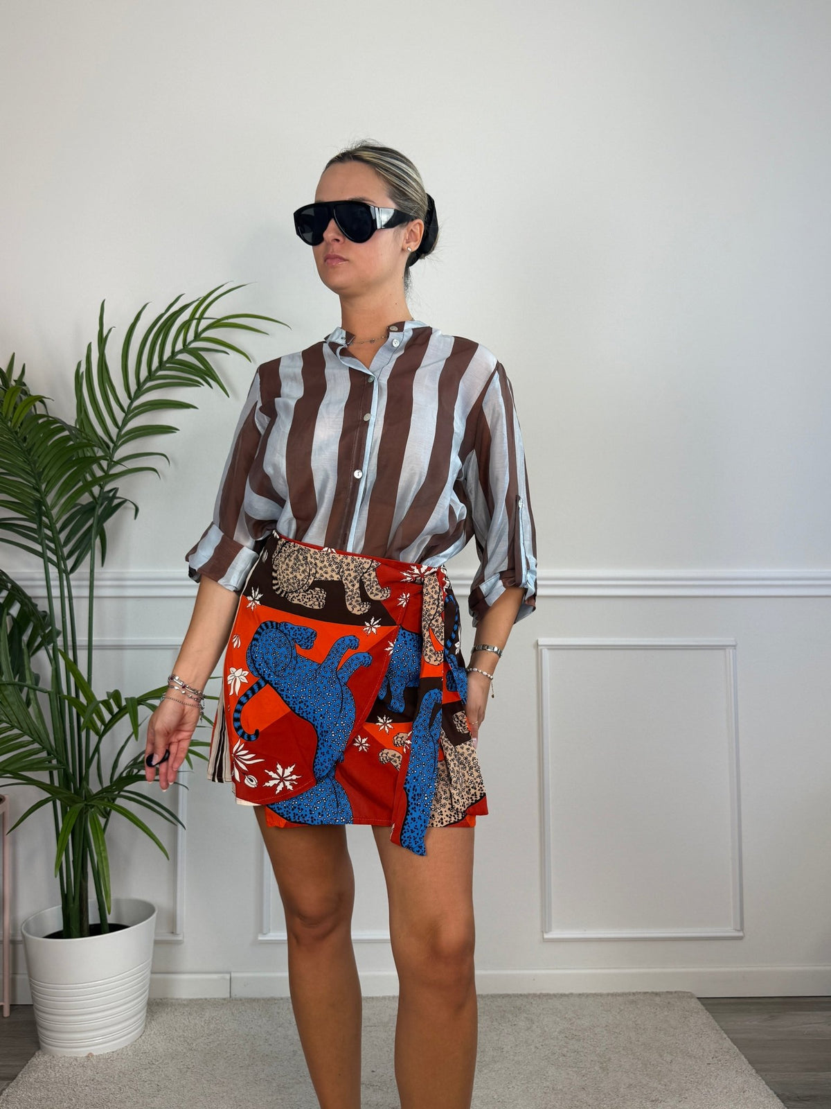 Pareo gonna arancione con stampe animalier ISLA - Follie by Alice