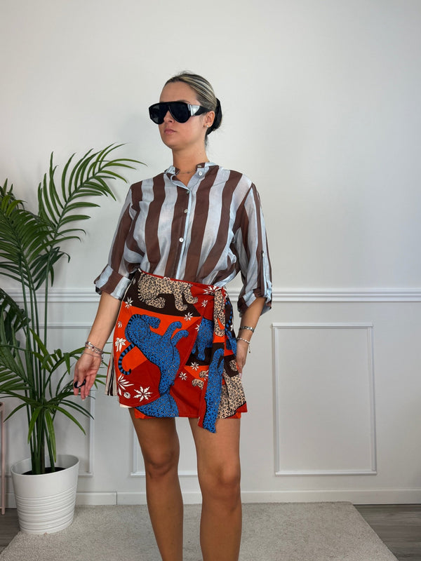 Pareo gonna arancione con stampe animalier ISLA - Follie by Alice