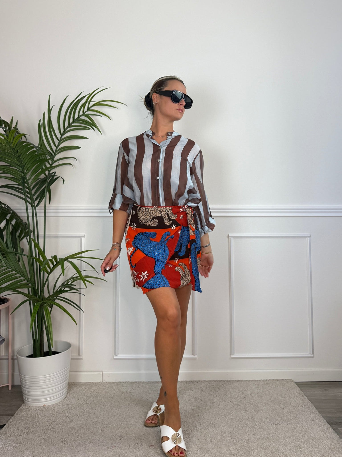Pareo gonna arancione con stampe animalier ISLA - Follie by Alice
