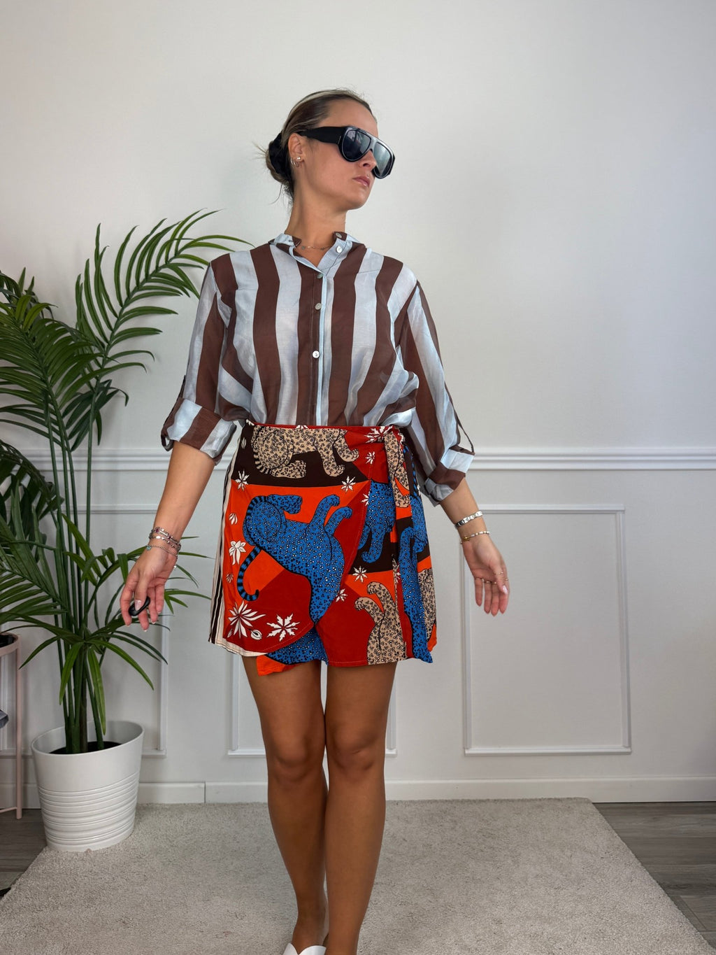 Pareo gonna arancione con stampe animalier ISLA - Follie by Alice