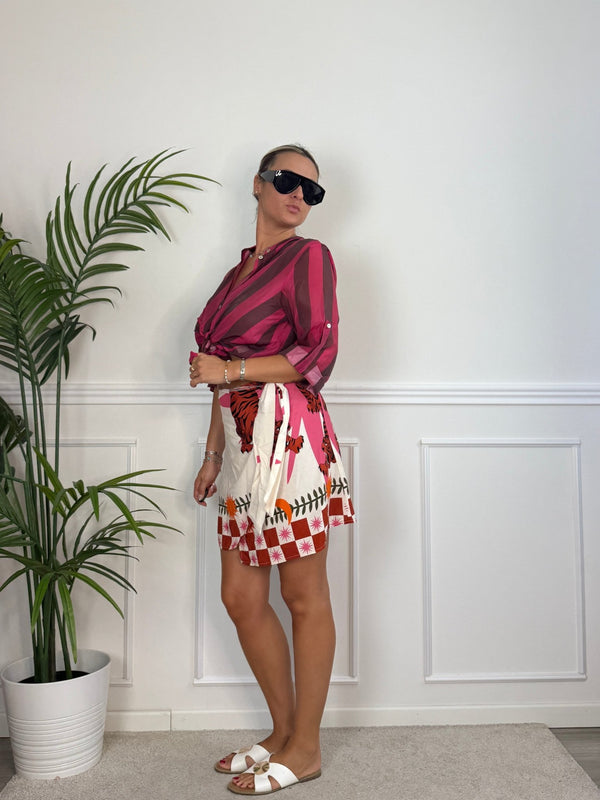 Pareo gonna bianco con tigre ISLA - Follie by Alice