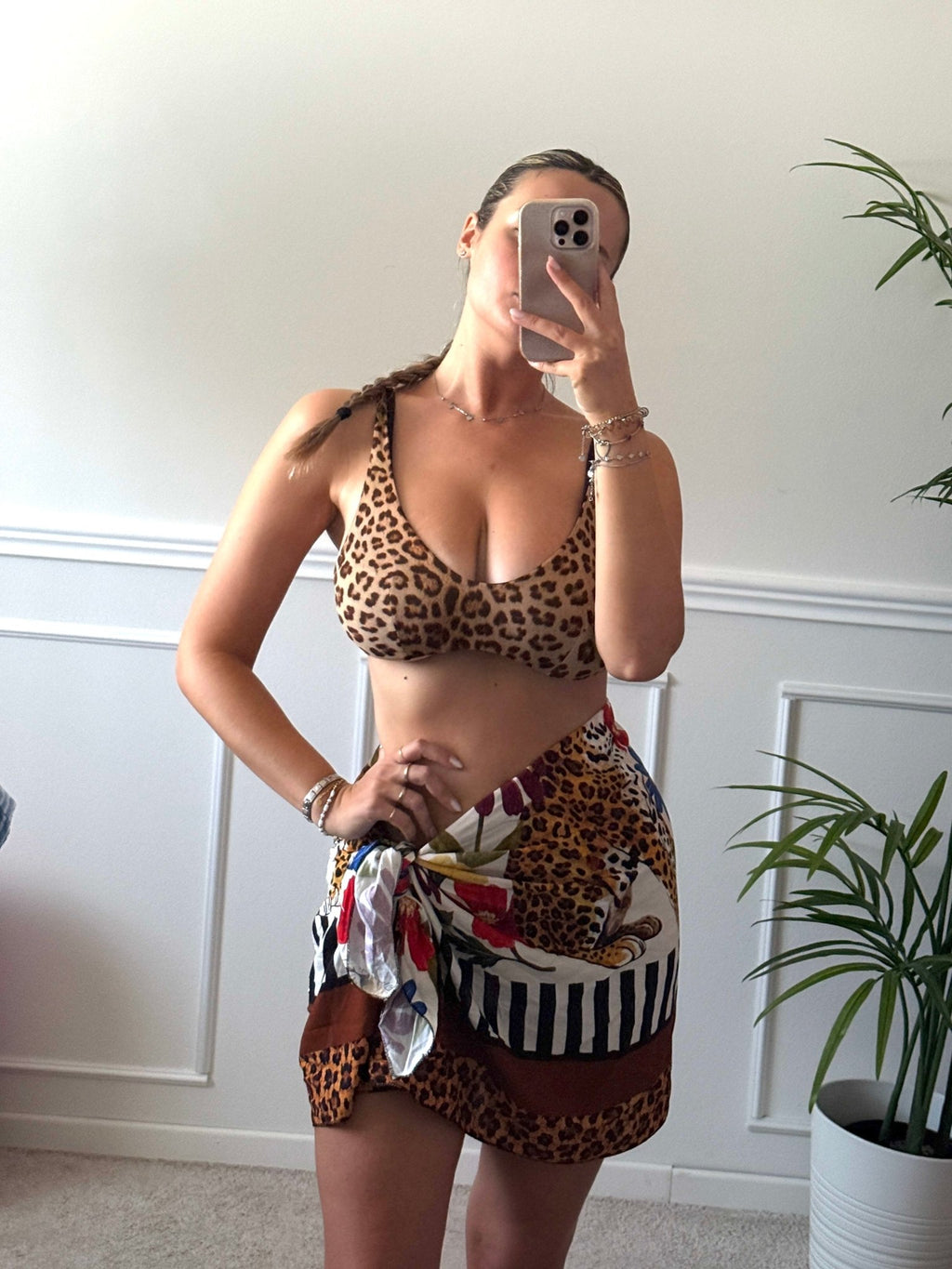 Pareo gonna con foglie tropicali e leopardo ISLA - Follie by Alice