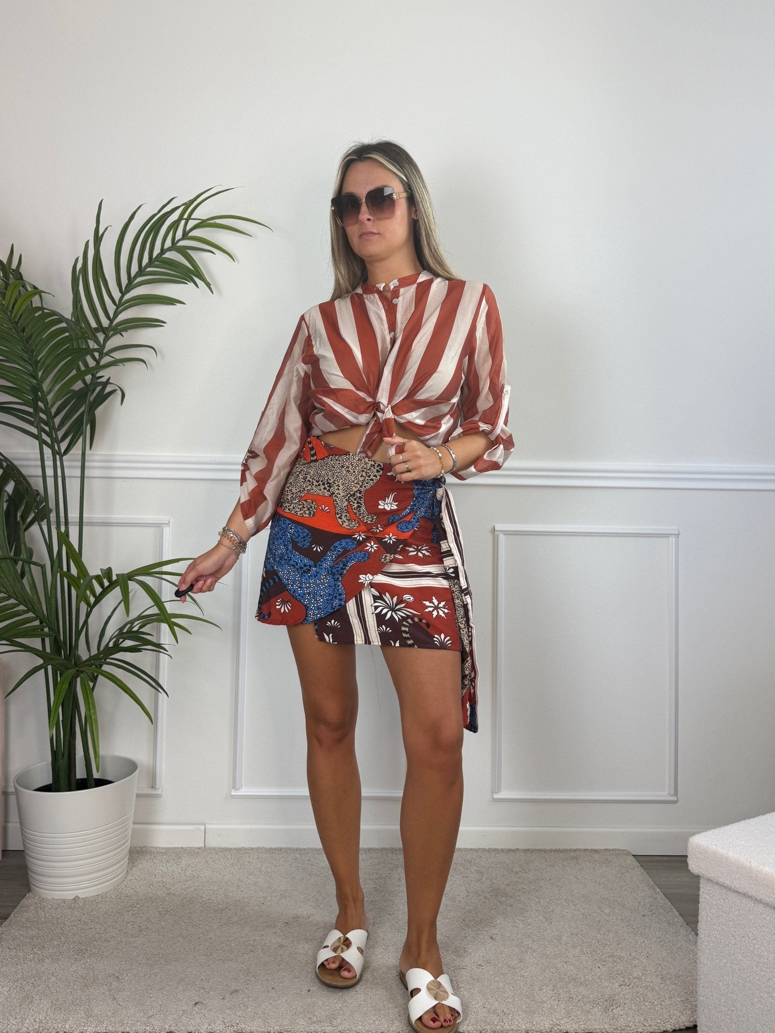 Pareo gonna con leopardi e patchwork geometrico ISLA Immagine secondaria del prodotto