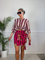 Pareo gonna fucsia a righe con stampe animalier ISLA - Follie by Alice