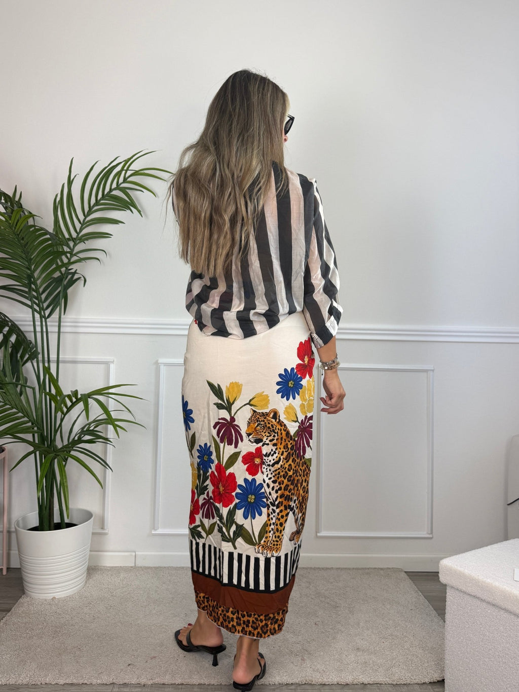 Pareo gonna lungo con leopardo e fiori multicolor ISLA - Follie by Alice
