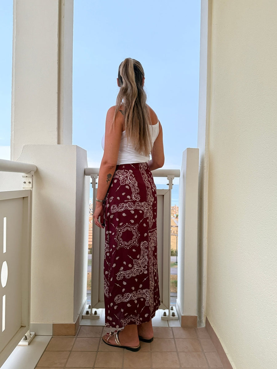 Pareo gonna lungo con stampa bandana paisley ISLA – alternate