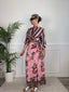 Pareo gonna lungo rosa con stampe animalier e foglie tropicali ISLA - Follie by Alice