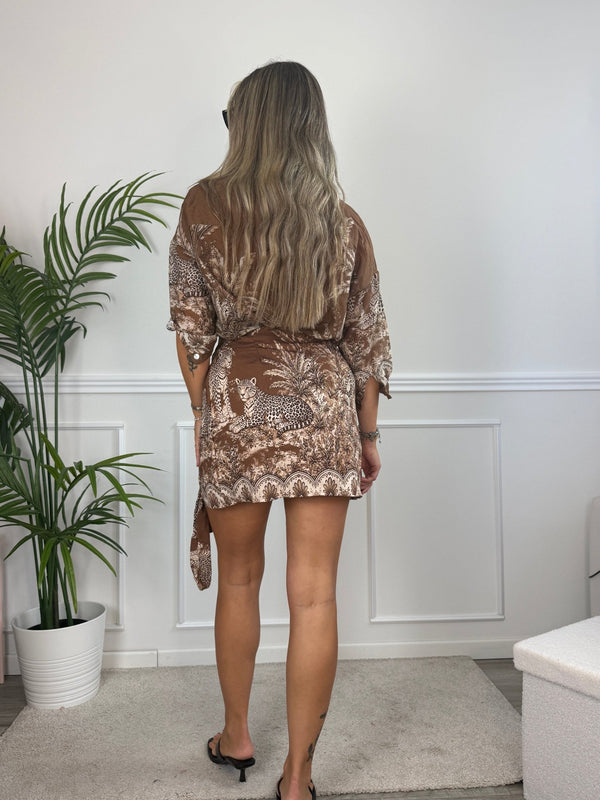 Pareo gonna marrone con leopardi ISLA - Follie by Alice