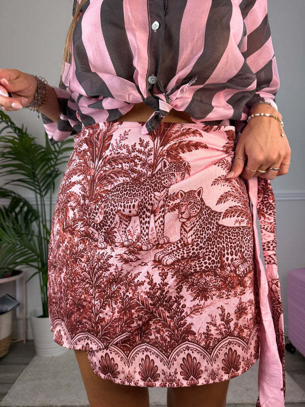 Pareo gonna rosa con stampa leopardi ISLA - Follie by Alice