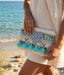 Pochette mare in juta con strass e pouf turchesi - Follie by Alice