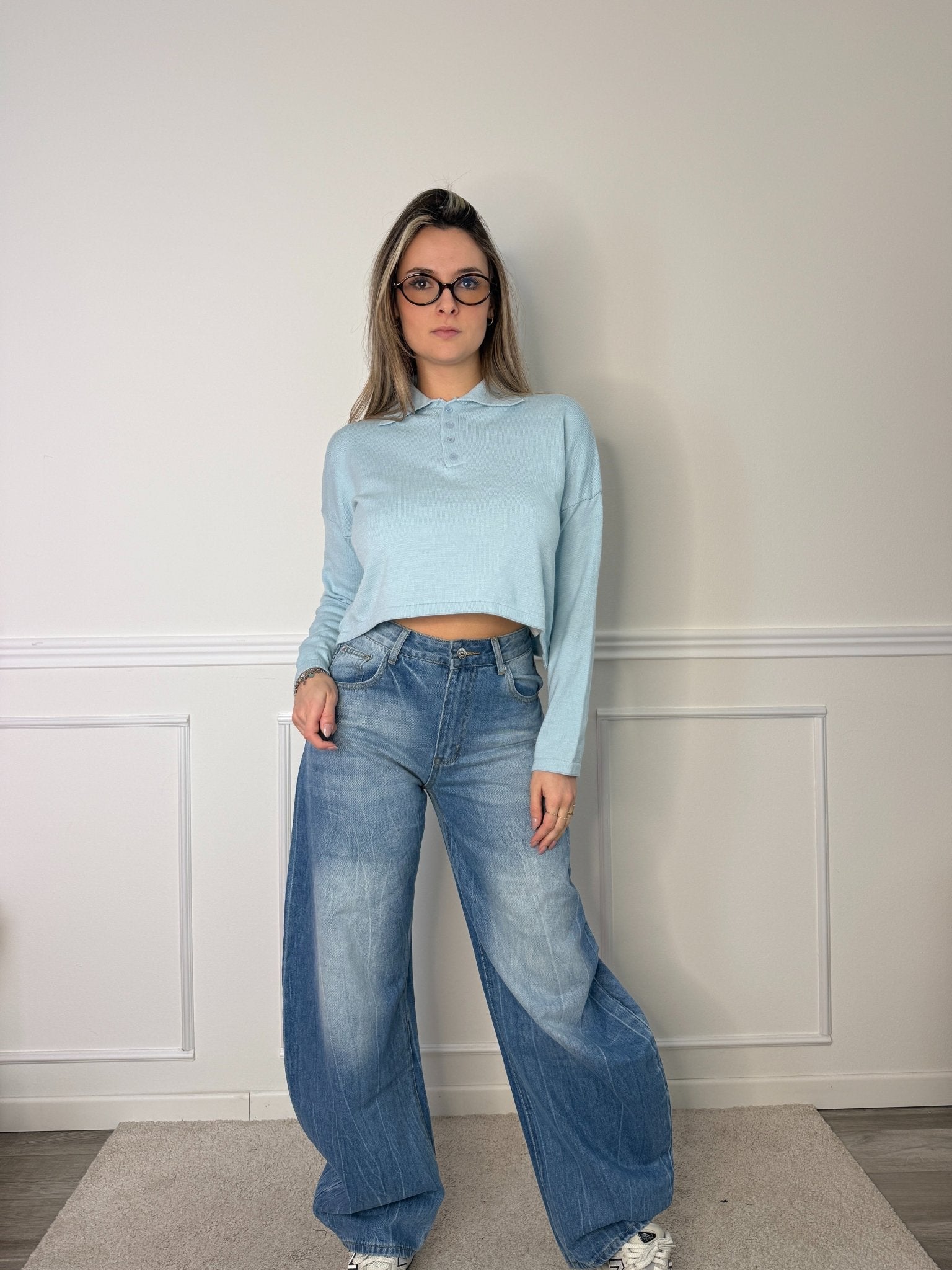 Polo morbida crop a maniche lunghe - Follie by Alice