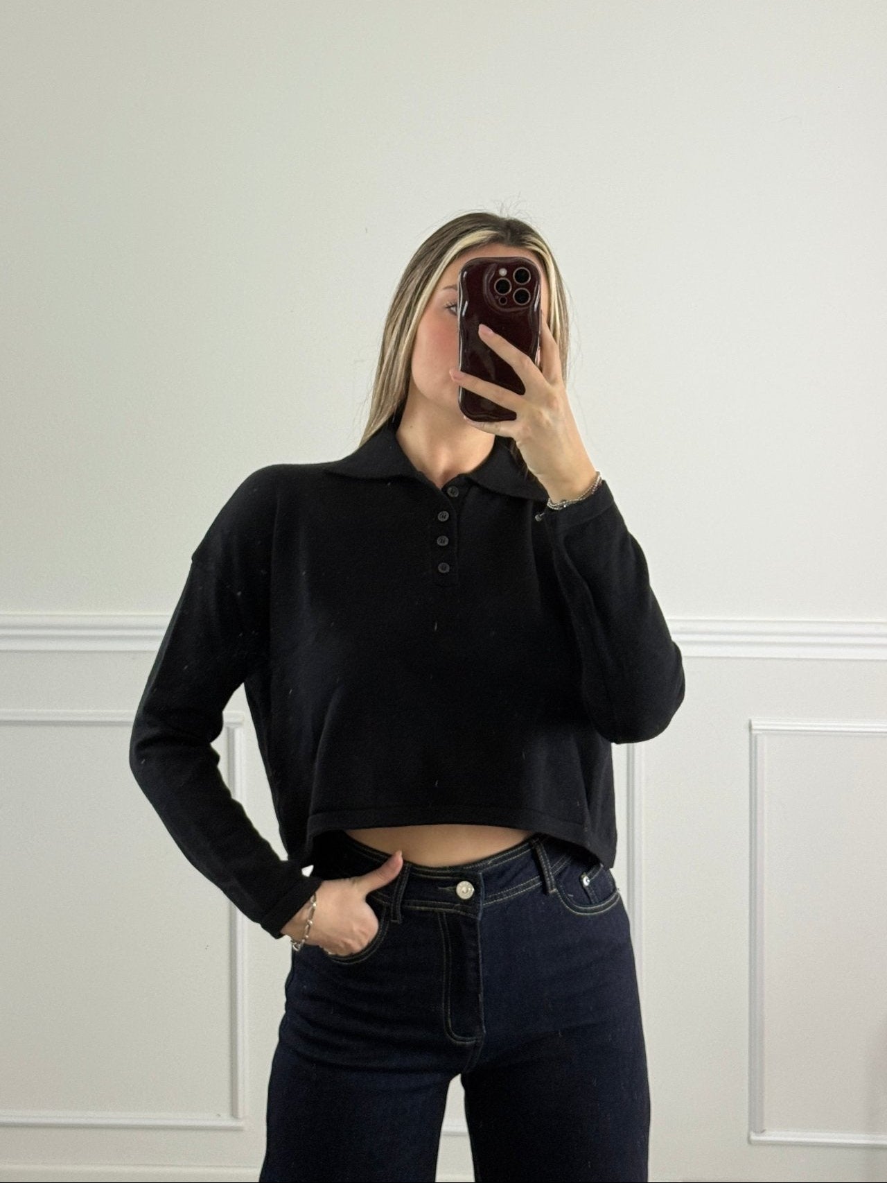 Polo morbida crop a maniche lunghe - Follie by Alice