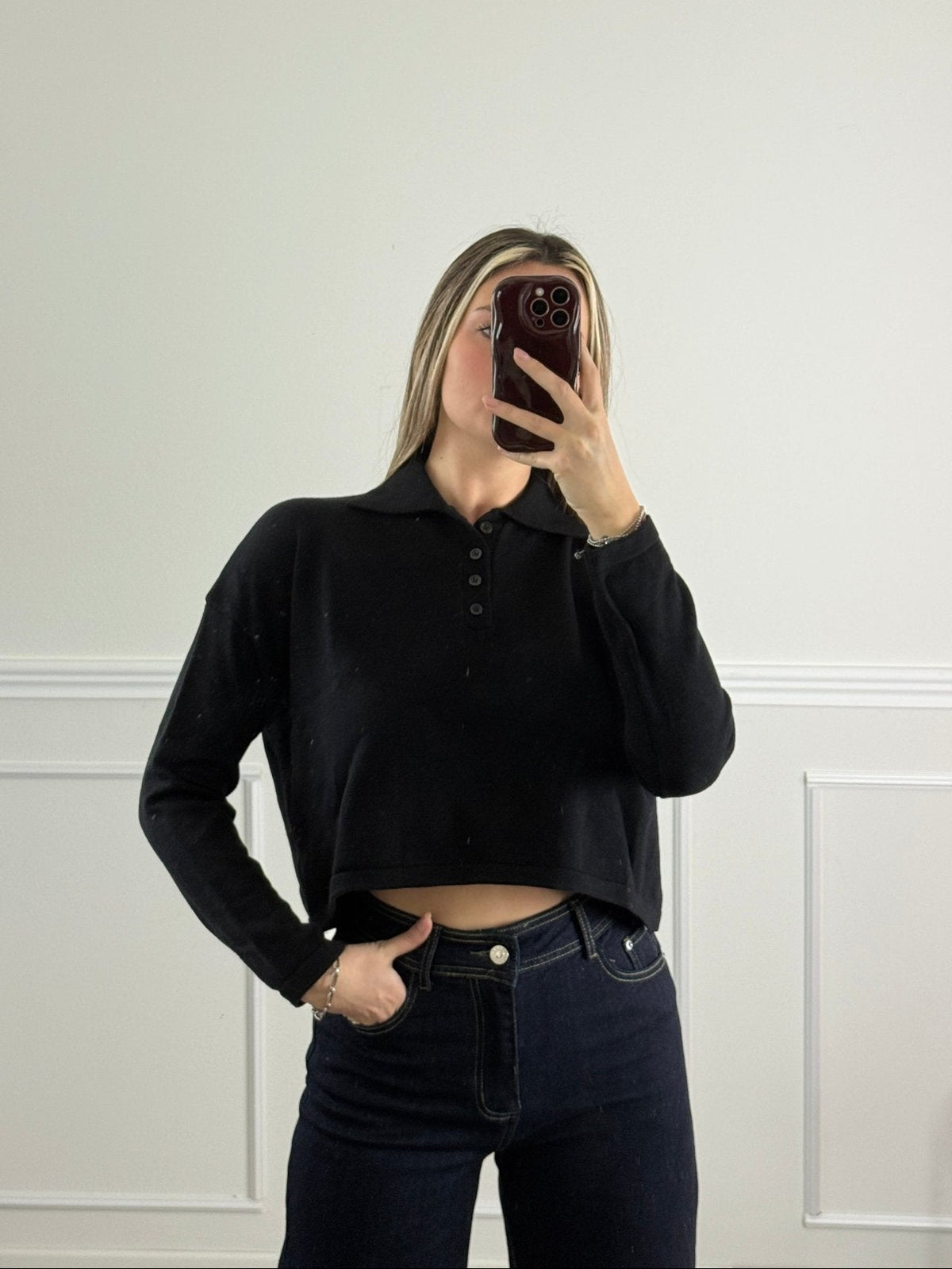 Polo morbida crop a maniche lunghe - Follie by Alice