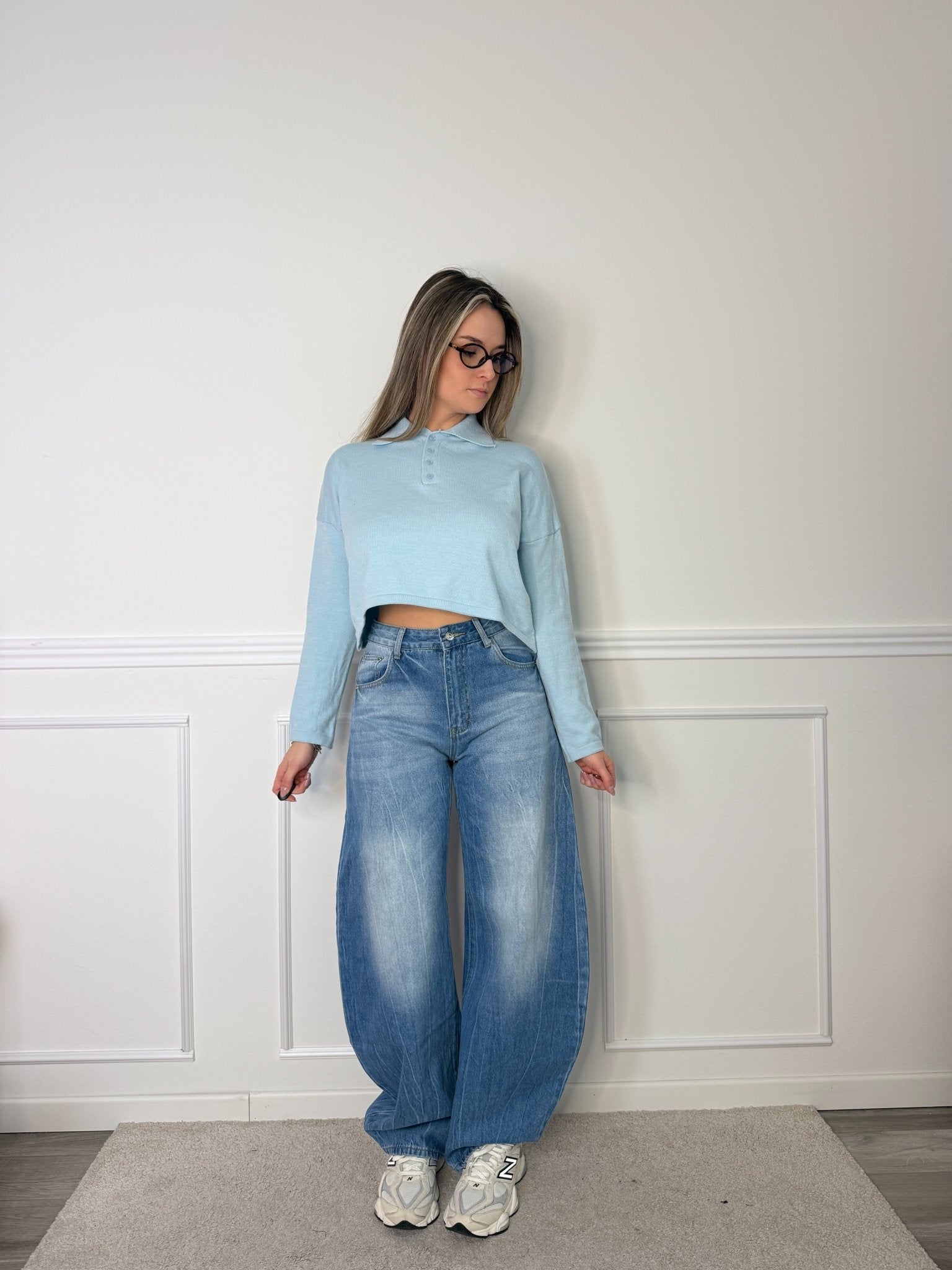 Polo morbida crop a maniche lunghe - Follie by Alice