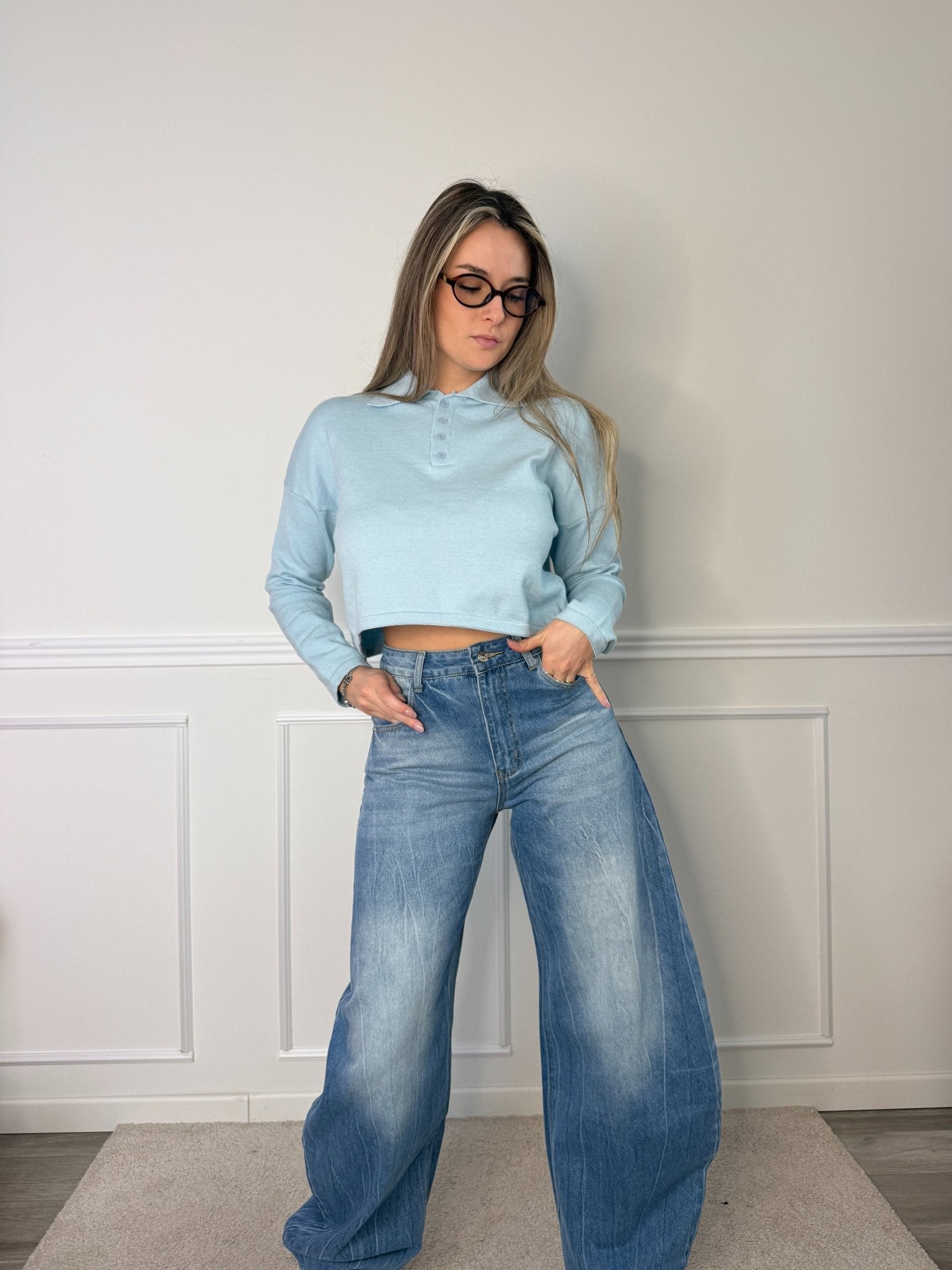 Polo morbida crop a maniche lunghe - Follie by Alice