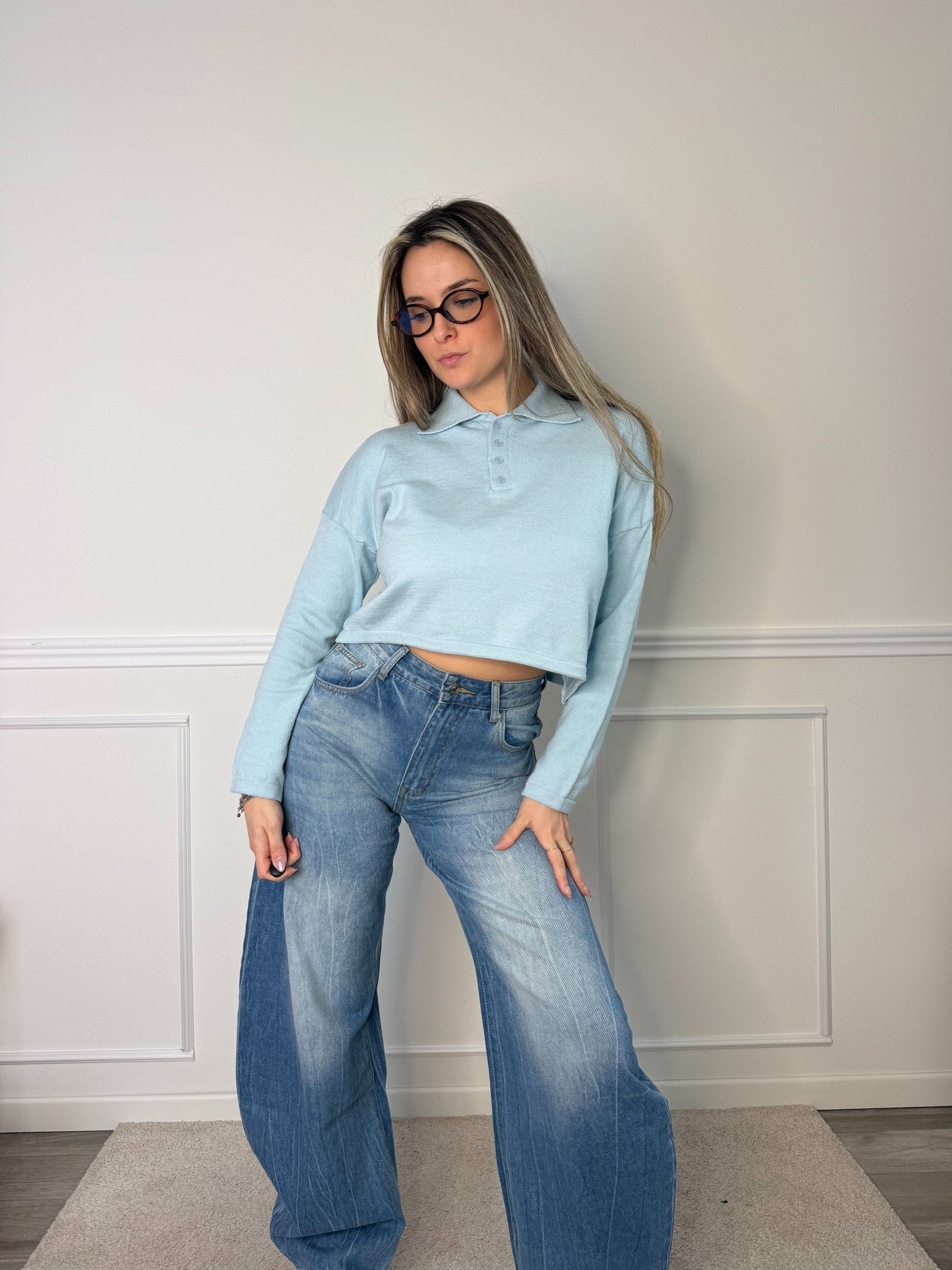 Polo morbida crop a maniche lunghe - Follie by Alice